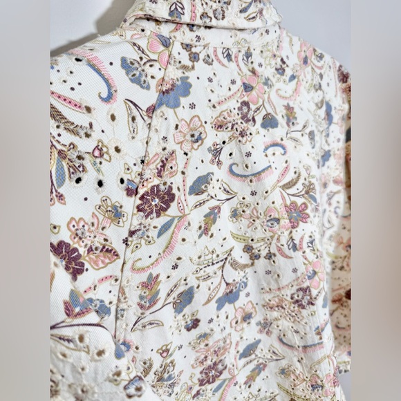 Solitaire Anthropologie Oversized Jacket Eyelet Trucker Snap Button Coat Small S - Picture 10 of 11